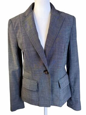 Talbots Gray Notch-Lapel Single-Button Blazer Size 4